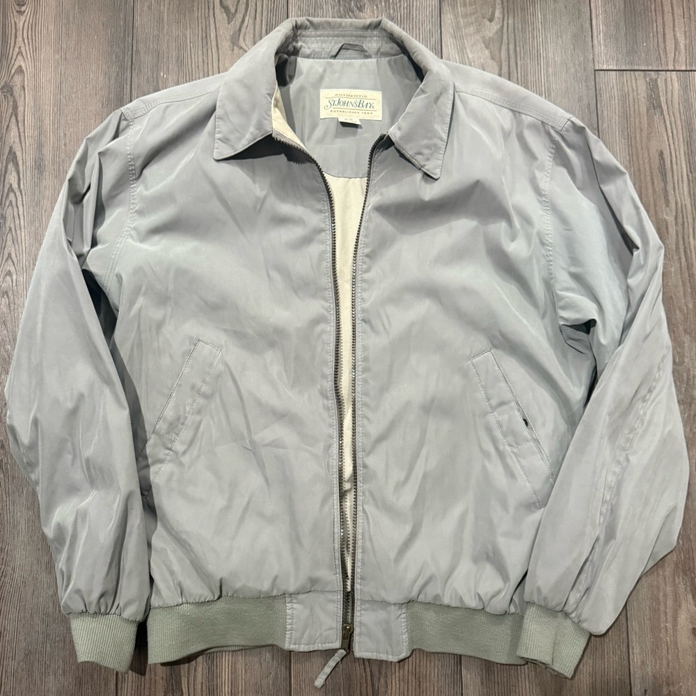 Vintage St. John’s Bay Lined Zip Jacket Gray | 90s Classic Outerwear